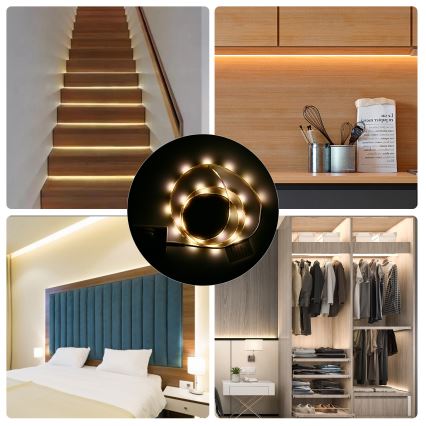 Aigostar - LED Dimbar slinga med sensor 1m LED/2W/4xAAA 3000K IP65