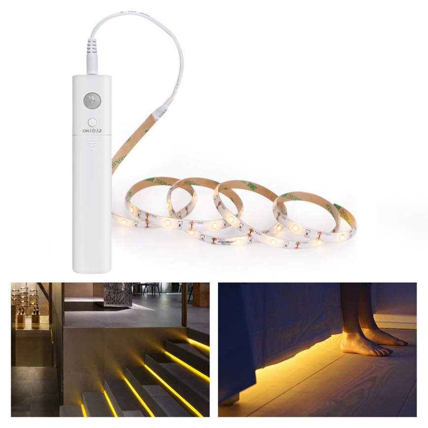 Aigostar - LED Dimbar slinga med sensor 1m LED/2W/4xAAA 3000K IP65
