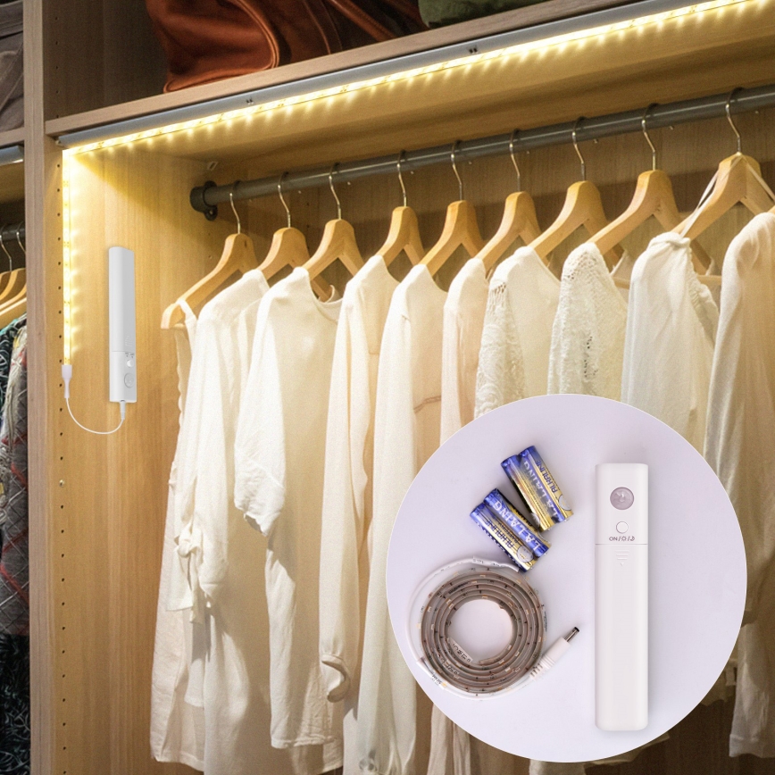 Aigostar - LED Dimbar slinga med sensor 1m LED/2W/4xAAA 3000K IP65