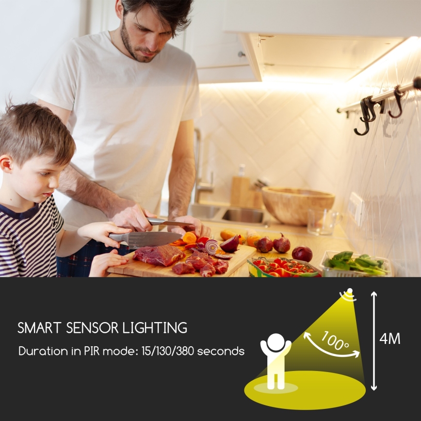 Aigostar - LED Dimbar slinga med sensor 1m LED/2W/4xAAA 3000K IP65
