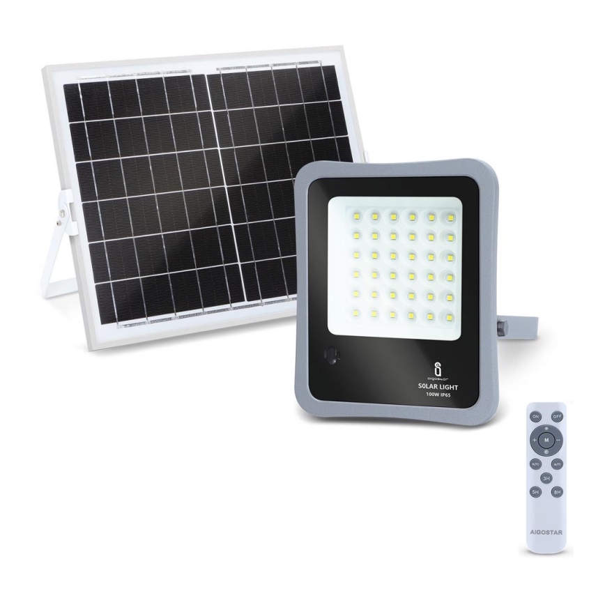 Aigostar - LED Dimbar solcellsstrålkastare LED/100W/3,2V IP65 10000 mAh + fjärrkontrol