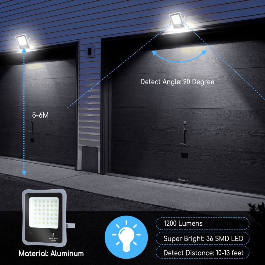 Aigostar - LED Dimbar solcellsstrålkastare LED/100W/3,2V IP65 10000 mAh + fjärrkontrol