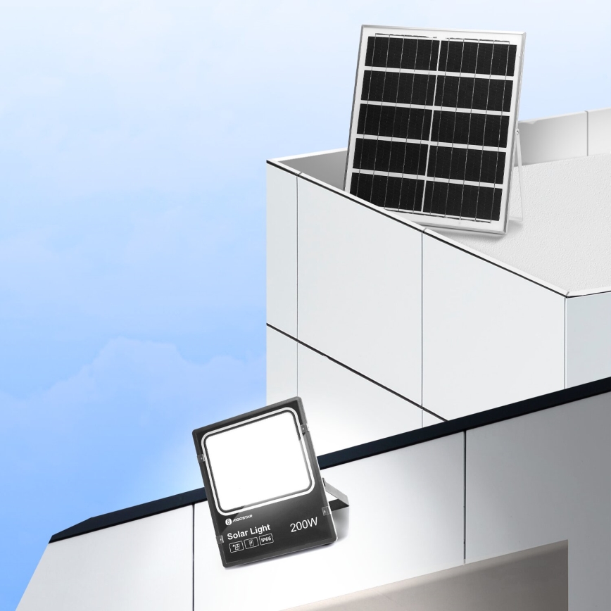 Aigostar - LED Dimbar solcellsstrålkastare LED/200W/3,2V IP66 15000 mAh + fjärrkontroll