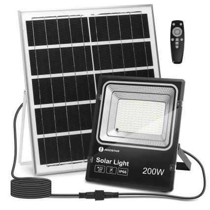 Aigostar - LED Dimbar solcellsstrålkastare LED/200W/3,2V IP66 15000 mAh + fjärrkontroll