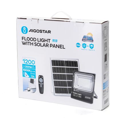 Aigostar - LED Dimbar solcellsstrålkastare LED/200W/3,2V IP66 15000 mAh + fjärrkontroll