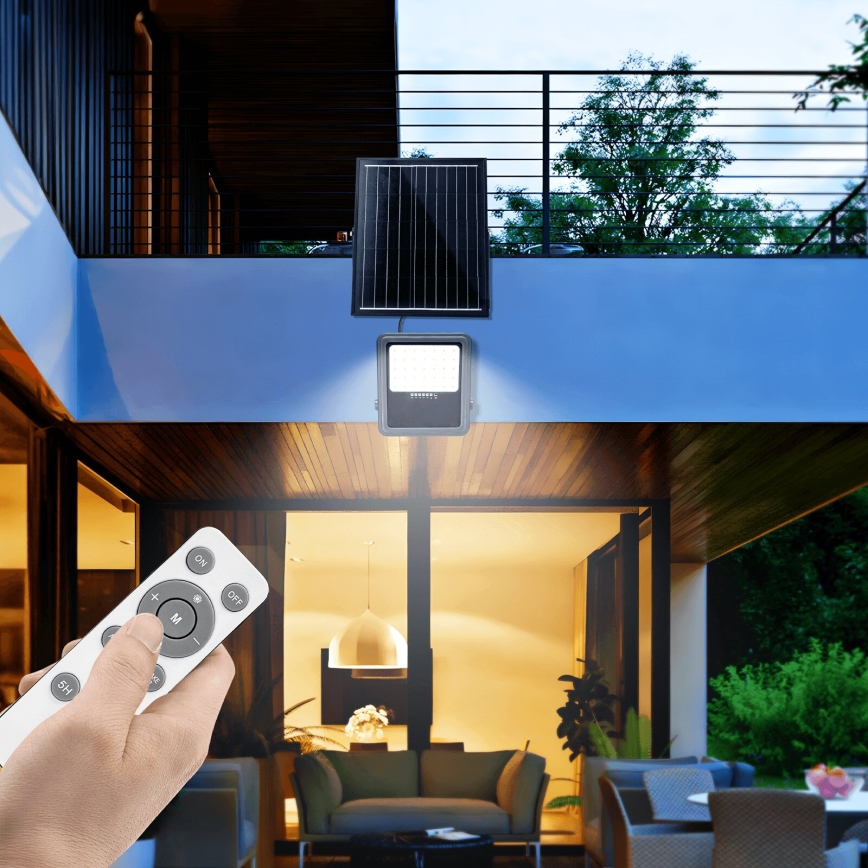 Aigostar - LED Dimbar solcellsstrålkastare LED/200W/3,4V IP65 15000 mAh + fjärrkontroll