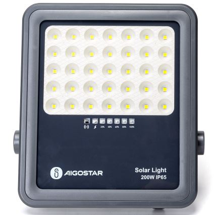 Aigostar - LED Dimbar solcellsstrålkastare LED/200W/3,4V IP65 15000 mAh + fjärrkontroll