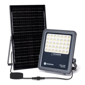 Aigostar - LED Dimbar solcellsstrålkastare LED/200W/3,4V IP65 + fjärrkontroll