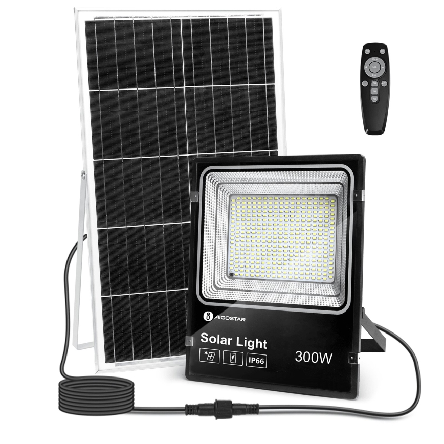 Aigostar - LED Dimbar solcellsstrålkastare LED/300W/3,2V IP66 25000 mAh + fjärrkontroll