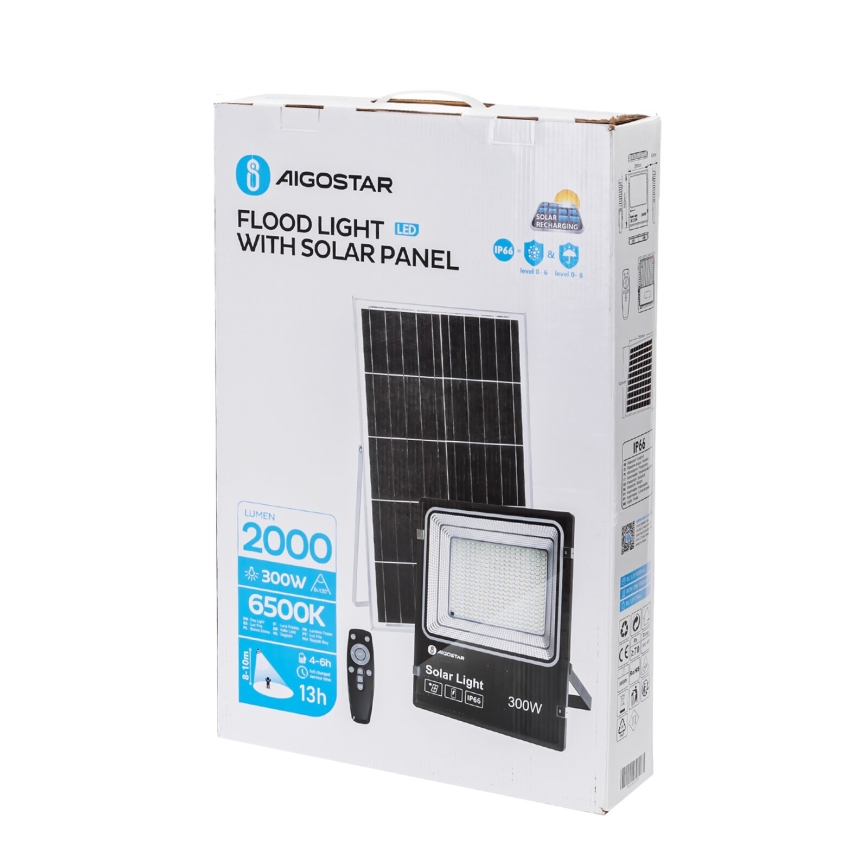 Aigostar - LED Dimbar solcellsstrålkastare LED/300W/3,2V IP66 25000 mAh + fjärrkontroll
