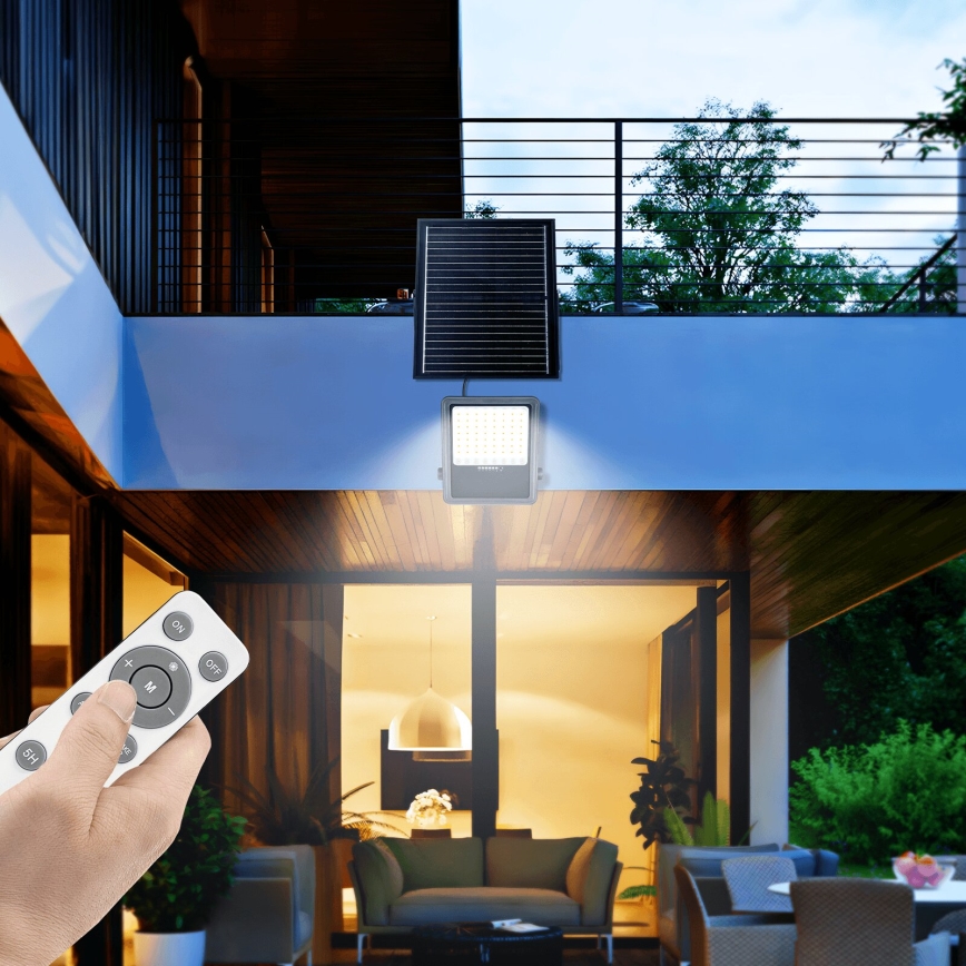 Aigostar - LED Dimbar solcellsstrålkastare LED/300W/3,4V IP65 + fjärrkontroll