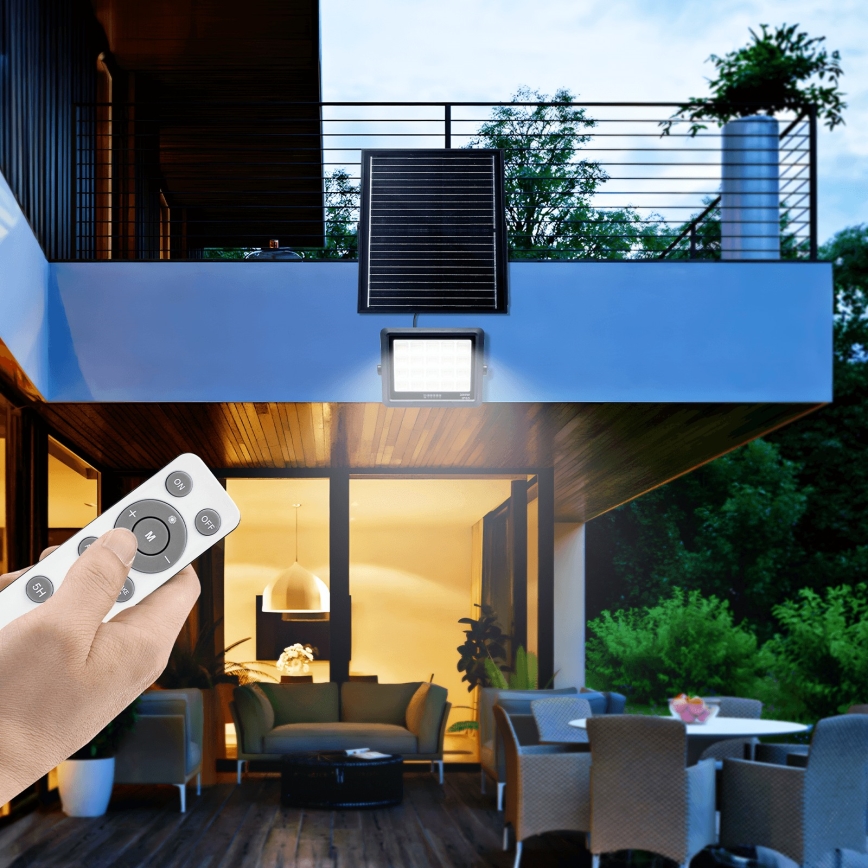Aigostar - LED Dimbar solcellsstrålkastare LED/300W/3,4V IP65 20000 mAh + fjärrkontroll