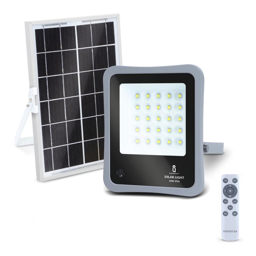 Aigostar - LED Dimbar solcellsstrålkastare LED/50W/3,2V IP65 6000 mAh + fjärrkontrol