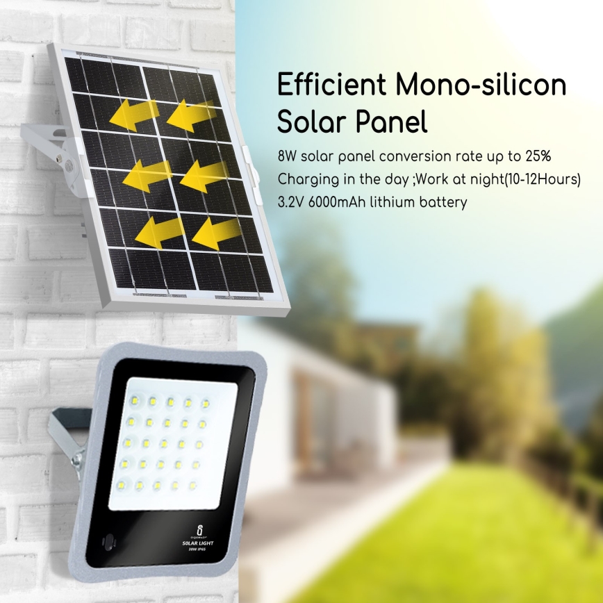 Aigostar - LED Dimbar solcellsstrålkastare LED/50W/3,2V IP65 6000 mAh + fjärrkontrol