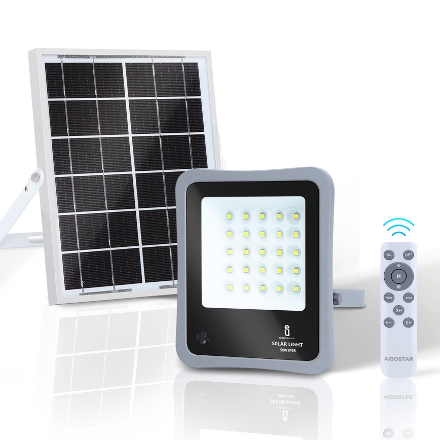 Aigostar - LED Dimbar solcellsstrålkastare LED/50W/3,2V IP65 6000 mAh + fjärrkontrol