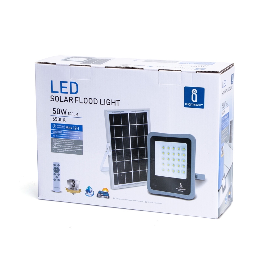 Aigostar - LED Dimbar solcellsstrålkastare LED/50W/3,2V IP65 6000 mAh + fjärrkontrol