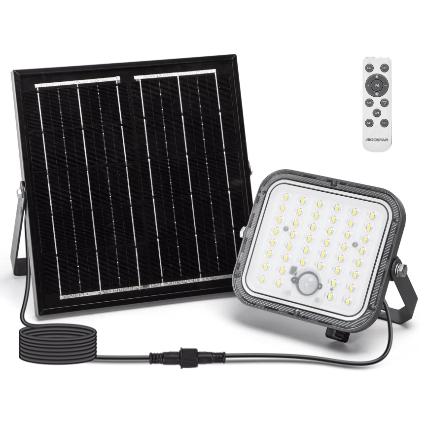 Aigostar - LED Dimbar solcellsstrålkastare med sensor LED/80W/3,4V 6500K IP66 + fjärrkontroll