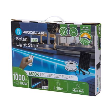 Aigostar - LED Dimbar solcellsstrip LED/20W/3,2V 20 m 2700K IP65 + fjärrkontroll