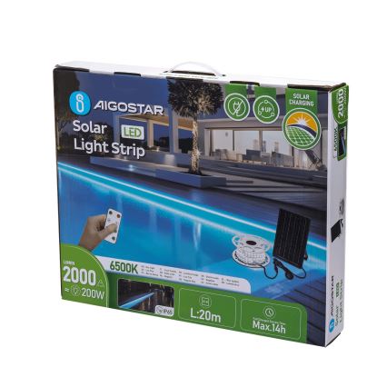 Aigostar - LED Dimbar solcellsstrip LED/20W/3,2V 20 m 6500K IP65 + fjärrkontroll