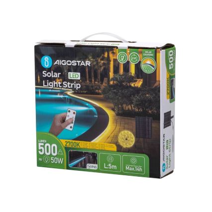 Aigostar - LED Dimbar solcellsstrip LED/5W/3,2V 5 m 2700K IP65 4000 mAh + fjärrkontroll