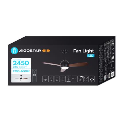 Aigostar - LED Dimbar takfläkt LED/24W/230V 2700-6500K 106,6 cm + fjärrkontroll