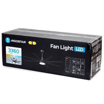 Aigostar - LED Dimbar takfläkt LED/24W/230V 2700-6500K 165cm svart + fjärrkontroll