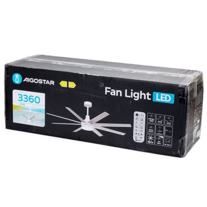 Aigostar - LED Dimbar takfläkt LED/24W/230V 2700-6500K diameter 165 cm + fjärrkontroll vit