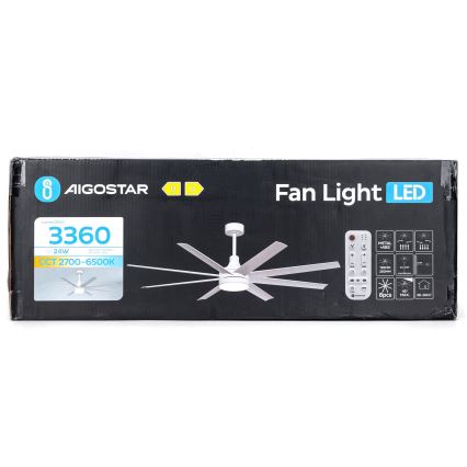 Aigostar - LED Dimbar takfläkt LED/24W/230V 2700-6500K diameter 165 cm + fjärrkontroll vit