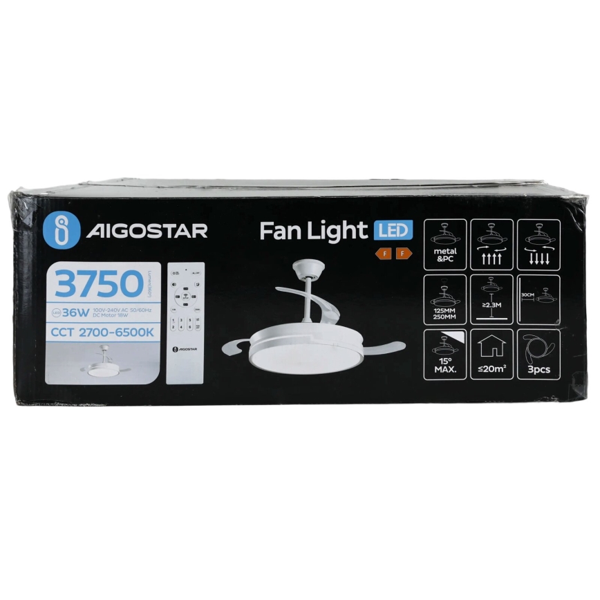 Aigostar - LED Dimbar takfläkt LED/36W/230V 2700-6500K diameter 107 cm + fjärrkontroll vit