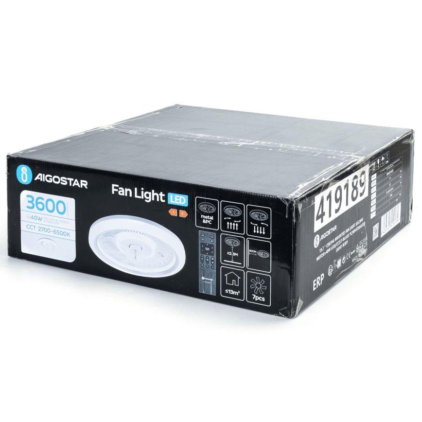Aigostar - LED Dimbar takfläkt LED/40W/230V 2700/4000/6500K diameter 50 cm + fjärrkontroll vit