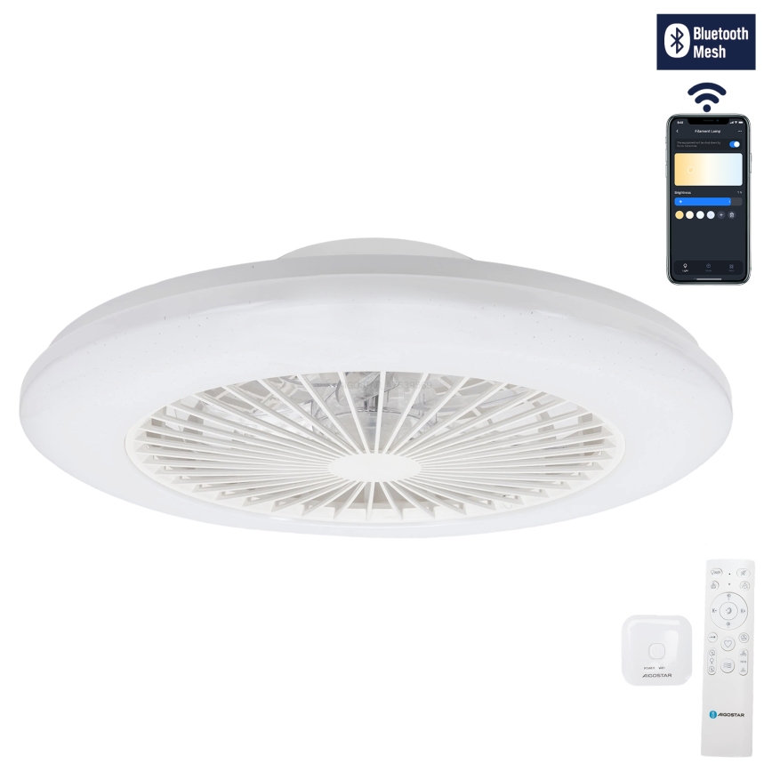 Aigostar - LED Dimbar taklampa med fläkt LED/40W/230V 2700-6500K diameter 48,5 cm vit + fjärrkontroll