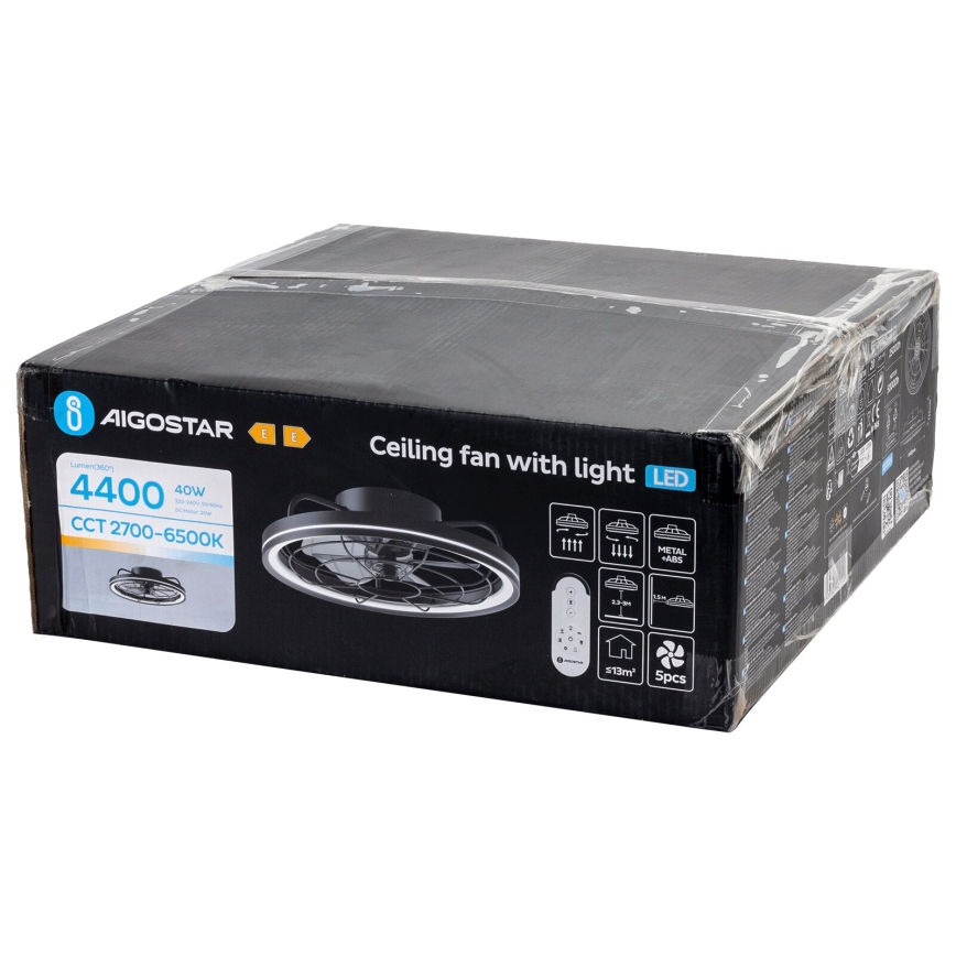 Aigostar - LED Dimbar takfläkt LED/40W/230V 2700-6500K diameter 48 cm + fjärrkontroll svart