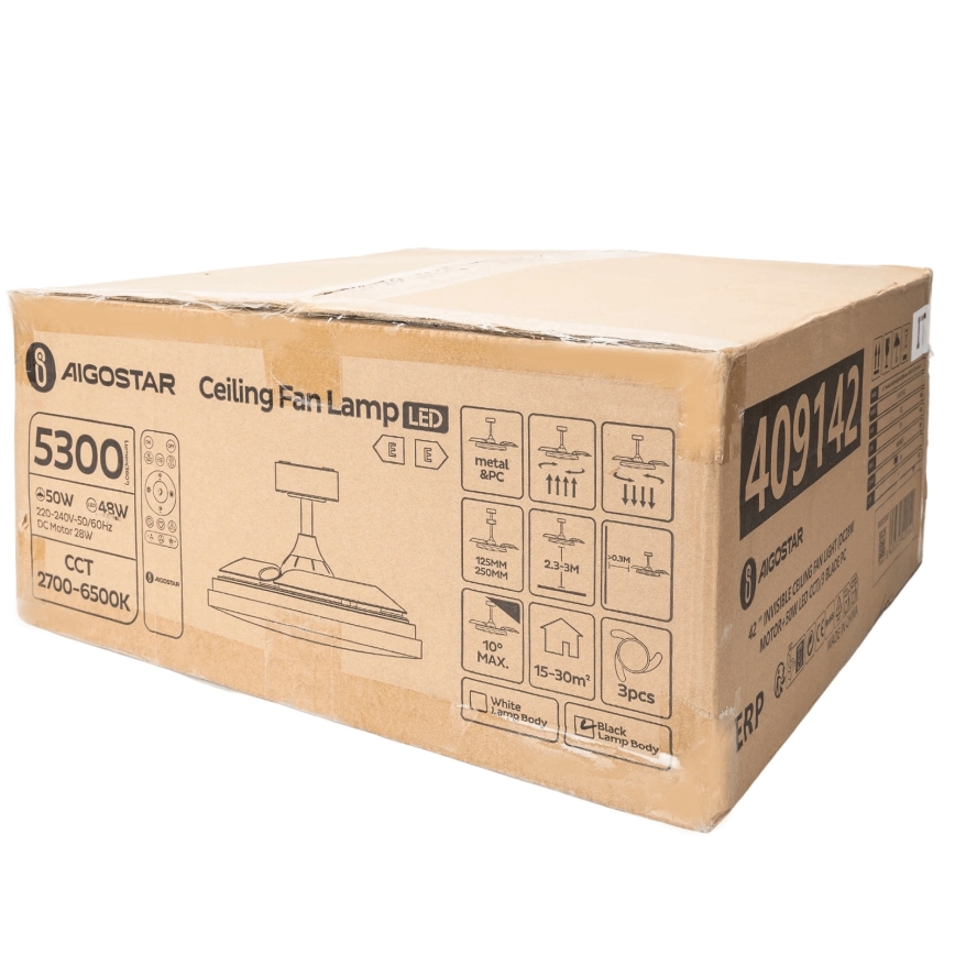Aigostar - LED Dimbar takfläkt LED/50W/230V 2700-6500K 106cm svart + fjärrkontroll
