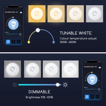 Aigostar - LED Dimbar taklampa LED/18W/230V d.34 cm Wi-Fi