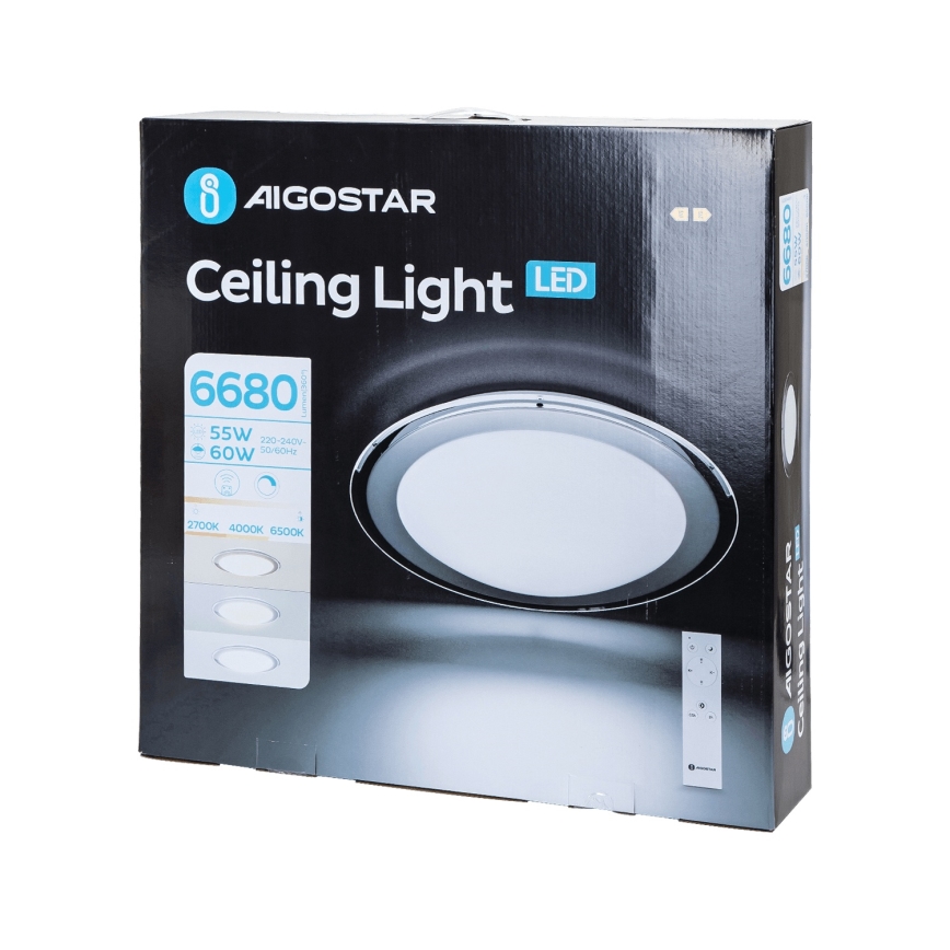 Aigostar - LED dimbar taklampa LED/60W/230V 2700-6500K Ø 52,7 cm krom + fjärrkontroll
