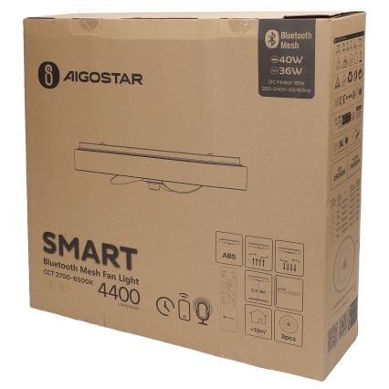 Aigostar - LED Dimbar taklampa med fläkt MESH LED/40W/230V 2700-6500K svart + fjärrkontroll