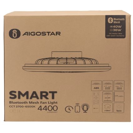 Aigostar - LED Dimbar taklampa med fläkt MESH LED/40W/230V 2700-6500K vit + fjärrkontroll