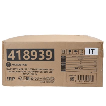 Aigostar - LED Dimbar taklampa med fläkt MESH LED/50W/230V 2700-6500K vit + fjärrkontroll