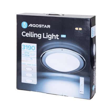 Aigostar - LED Dimbar taklampor LED/30W/230V 2700-6500K Ø 42,9 cm krom + fjärrkontroll