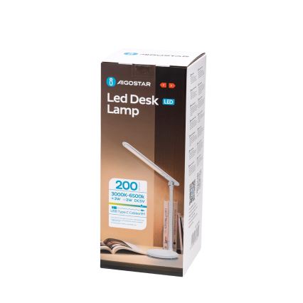 Aigostar - LED Dimbar uppladdningsbar touch bordslampa LED/3W/5V 1200mAh 3000/4000/6500K