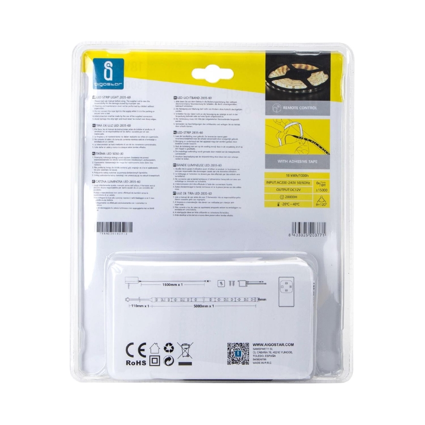Aigostar - LED Dimbar utomhusslinga 5m LED/18W/12/230V 3000K IP65