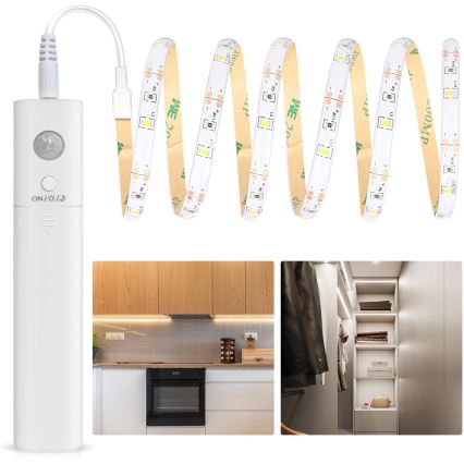 Aigostar - LED-dimbart ljusslinga med sensor 1m LED/2W/4xAAA 3000K IP65