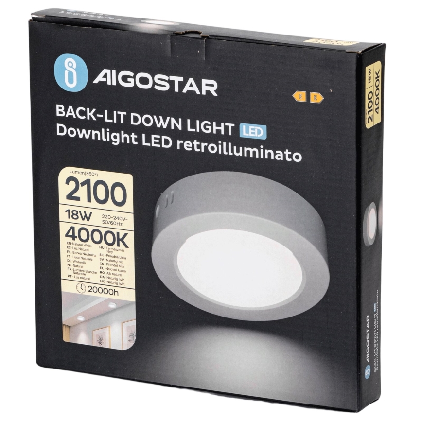 Aigostar - LED Fäst taklampa LED/18W/230V diameter 22,6 cm 4000K vit
