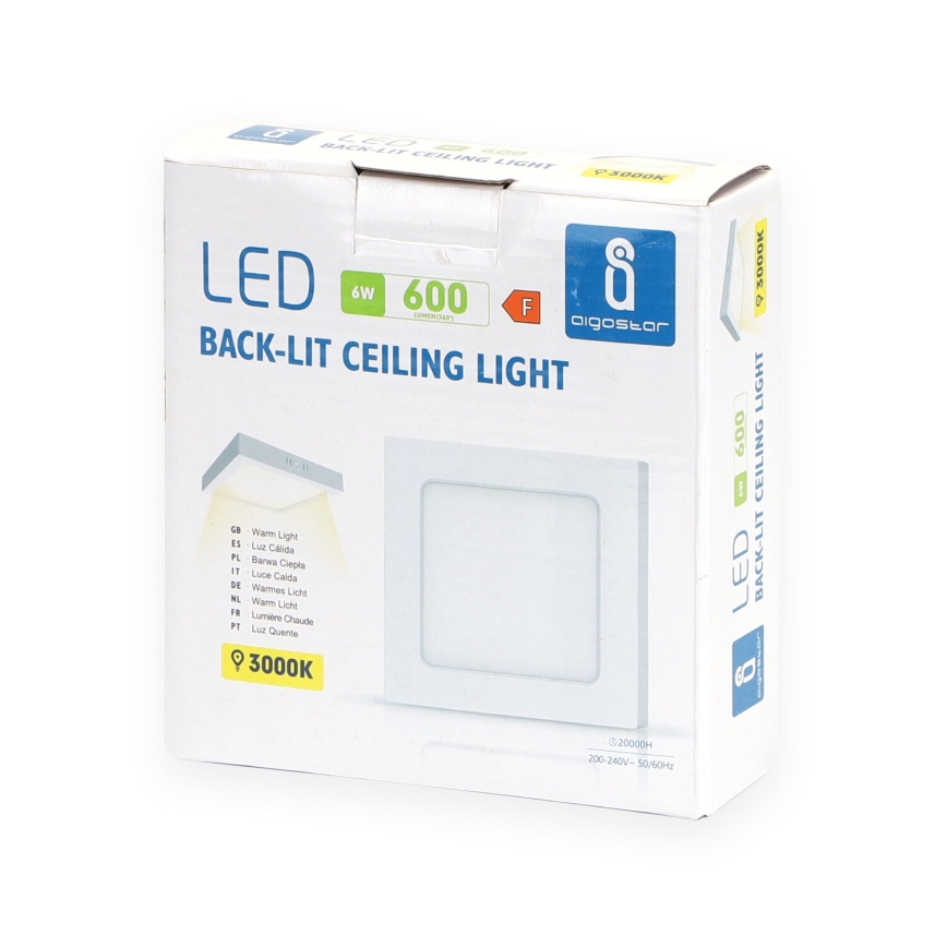 Aigostar - LED Fäst taklampa LED/6W/230V 12,2x12,2 cm 3000K vit