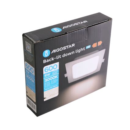 Aigostar - LED Inbyggnadslampa LED/6W/230V 3000K 12x12 cm vit