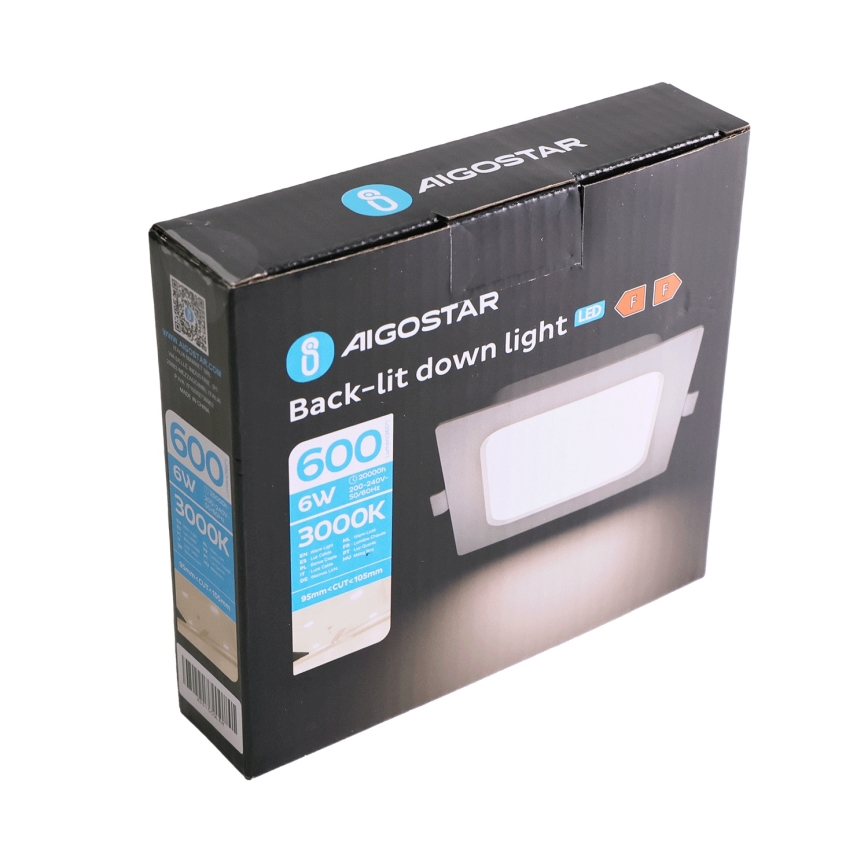 Aigostar - LED Inbyggnadslampa LED/6W/230V 3000K 12x12 cm vit