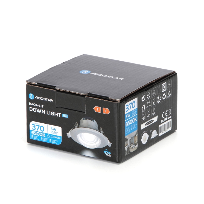 Aigostar - LED infälld armatur LED/5W/230V 6500K Ø 8,5 cm vit