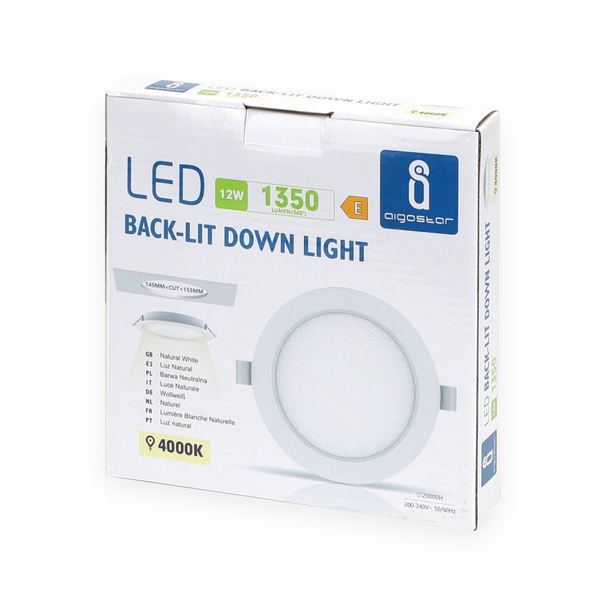 Aigostar - LED infälld belysning LED/12W/230V 4000K diameter 17,5 cm vit
