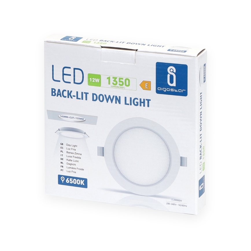 Aigostar - LED infälld belysning LED/12W/230V 6500K diameter 17,5 cm vit