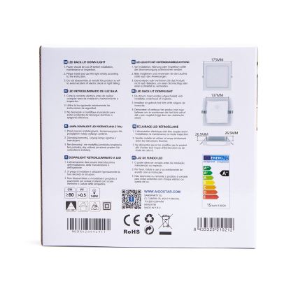 Aigostar - LED infälld belysning LED/15W/230V 17,5x17,5 cm 3000K vit